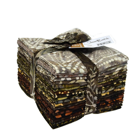Java Batiks Brown Light to Dark Brown Batik Fat Quarters 20 Fqs Fabric 18 x 22 FQ-MASJAB-BRO2