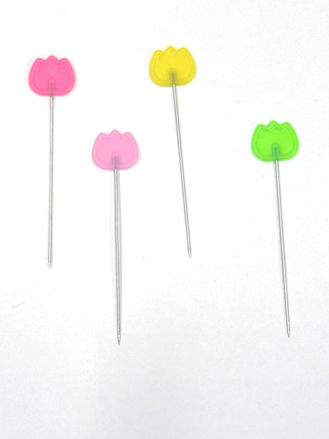 Heat Resistant TULIP Head Flat Pins Pink Green Yellow Sewing Notion Quilting Pins 100 Pack 2 Inch