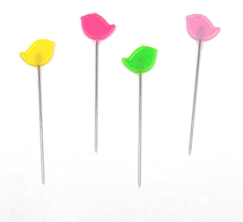 Heat Resistant Bird Head Flat Pins Pink Green Yellow Sewing Notion Quilting Pins 100 Pack 2 Inch