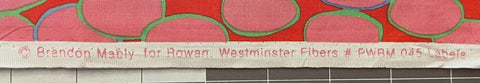 OOP Rowan Kaffe Fassett Brandon Mably Labels Hot Red Pink Fabric Half Yard PWBM045