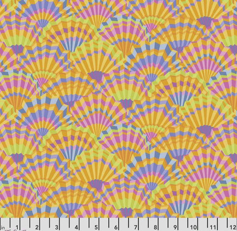 OOP Rowan Kaffe Fassett Paper Fans Yellow Pink Fabric Half Yard PWGP143