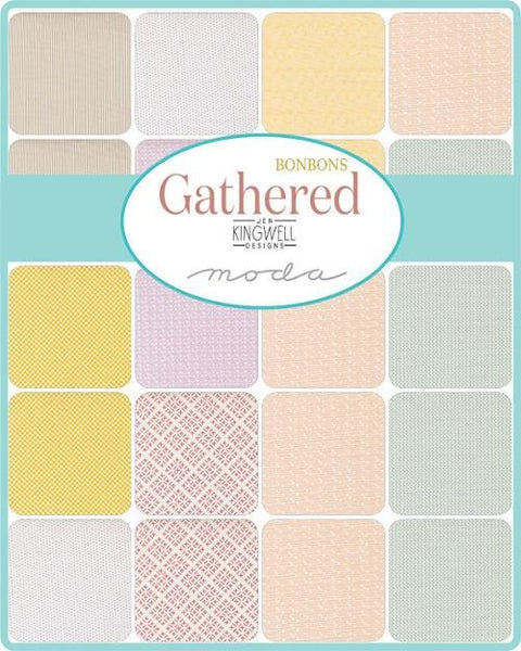 Moda Jen Kingwell Gathered Bonbons Floral Cotton Fabric 2.5 inch Mini Charm Square