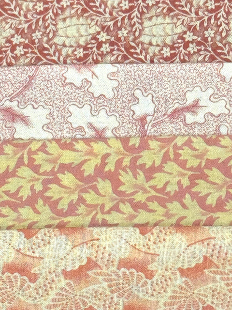 Civil War Reproduction Fabric 6 Inch Strips by 21/22 Pink Brown Cream 8 Piece Bundle G2