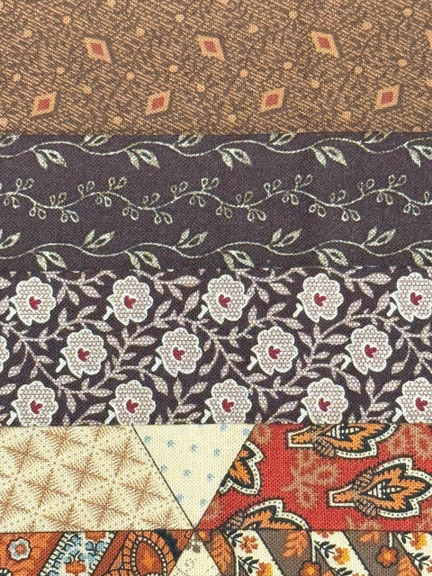 Civil War Reproduction Fabric 6 Inch Strips by 21/22 Red Brown 8 Piece Bundle G17