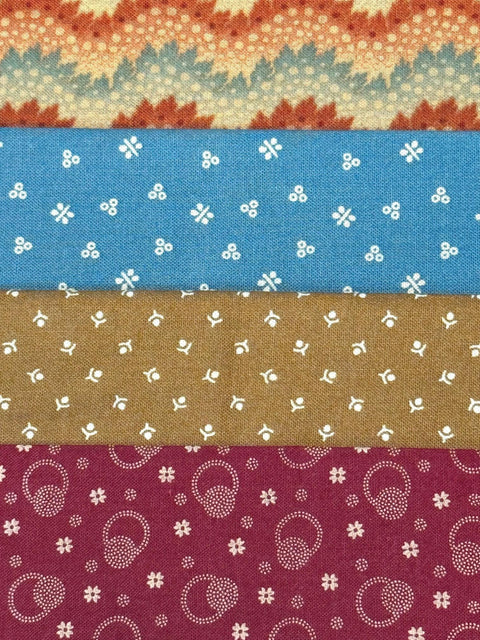 Civil War Reproduction Fabric 6 Inch Strips by 21/22 Red Blue Beige 8 Piece Bundle G23
