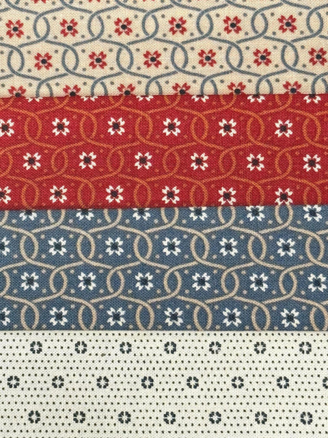 Civil War Reproduction Fabric 6 Inch Strips by 21/22 Red Blue Beige Orange 8 Piece Bundle G24