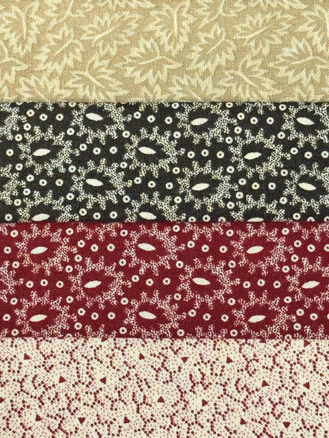 Civil War Reproduction Fabric 6 Inch Strips by 21/22 Red Blue Beige Brown 8 Piece Bundle G26