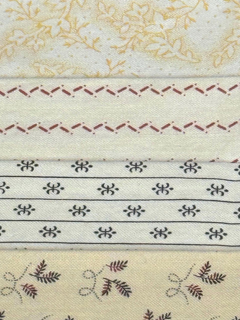 OOP Civil War Shirtings Reproduction Fabric 6 Inch Strips by 21/22 Blue Beige 8 Piece Bundle G37