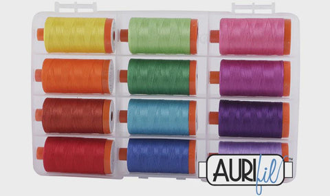 Aurifil BRIGHT Collection Mako Cotton 50 Weight Wt Large Spool Bright Color Quilting Thread Set of 12 AC50BR12