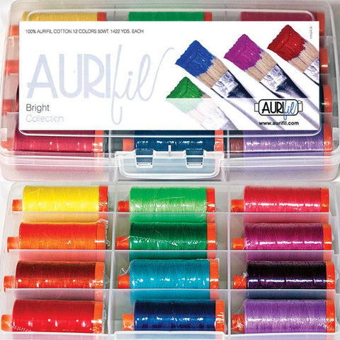 Aurifil BRIGHT Collection Mako Cotton 50 Weight Wt Large Spool Bright Color Quilting Thread Set of 12 AC50BR12