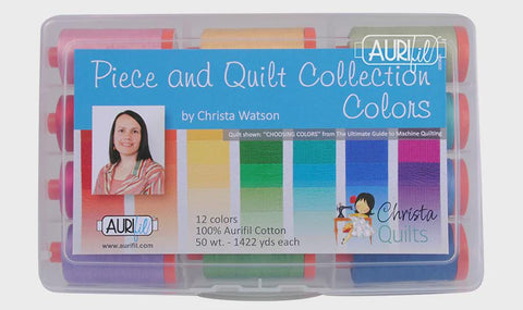 Aurifil Piece and Quilt Collection Colors Christa Watson Cotton 50 Weight Wt Large Spool Quilting Thread Set of 12 CW50PQC12