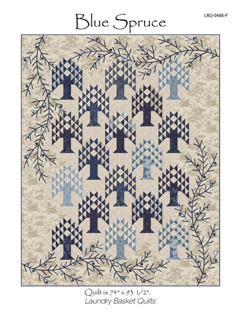 Laundry Basket Quilts LBQ Blue Spruce Printed Quilt Pattern 74 x 93.5