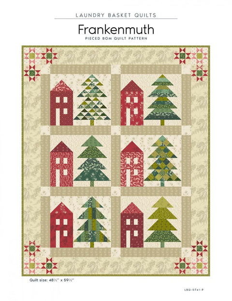 Laundry Basket Quilts LBQ Frankenmuth Printed Quilt Pattern with Bonus Table Runner 48.5 x 59.5