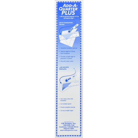 Add an Quarter Plus 12 Inch Foundation Paper Piecing FPP Green Ruler Quilting Ruler ADA12PLUS