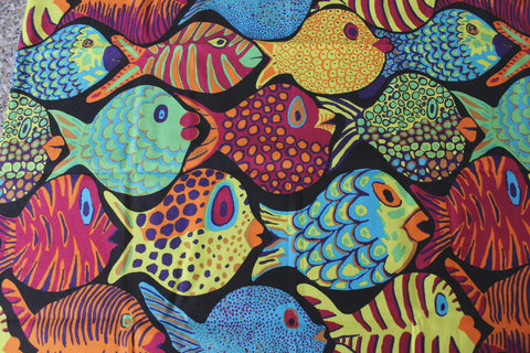 OOP FreeSpirit Kaffe Fassett Collective Brandon Mably Shoal Black Fish Fabric Half Yard PWBM051