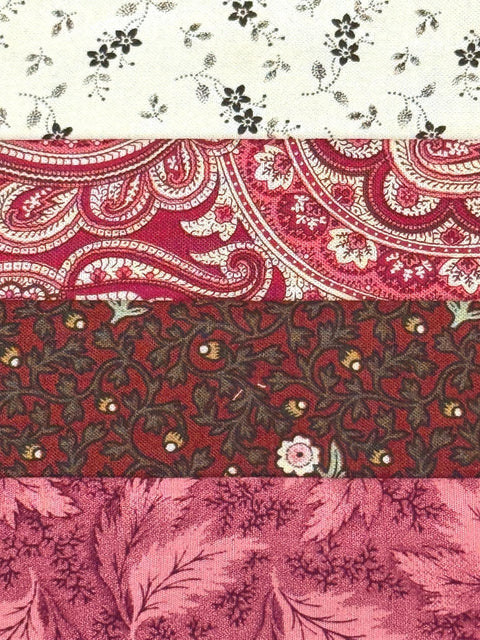 Civil War Reproduction Fabric 6 Inch Strips by 21/22 Pink Brown Cream 8 Piece Bundle G3