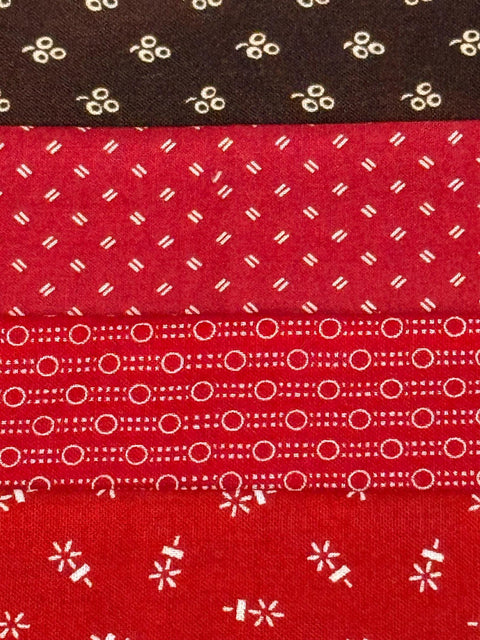Civil War Reproduction Fabric 6 Inch Strips by 21/22 Red Blue 8 Piece Bundle G4