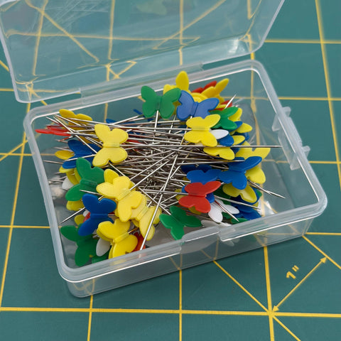 Heat Resistant Butterfly Head Flat Pins Red Green Blue Yellow White Sewing Notion Quilting Pins 100 Pack 2 Inch