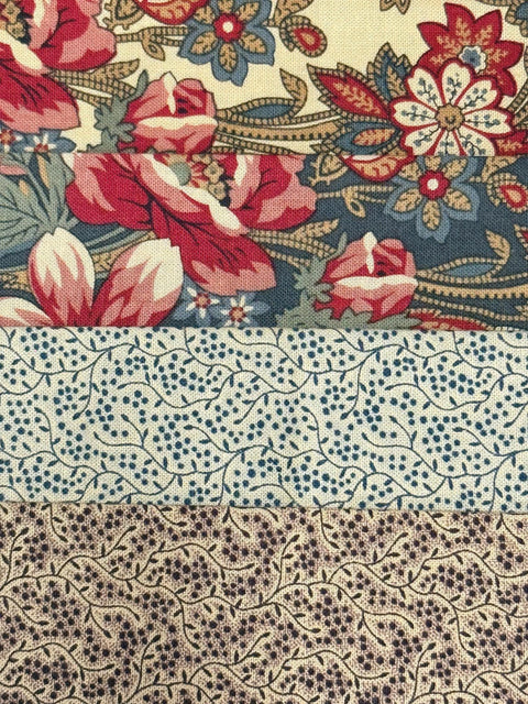Civil War Reproduction Fabric 6 Inch Strips by 21/22 Red Blue Brown Beige 8 Piece Bundle G19