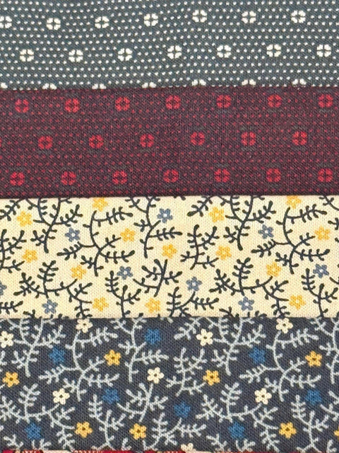 Civil War Reproduction Fabric 6 Inch Strips by 21/22 Red Blue Beige Orange 8 Piece Bundle G25