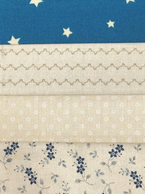 Civil War Reproduction Fabric 6 Inch Strips by 21/22 Blue Beige Brown 8 Piece Bundle G28