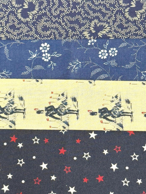 Civil War Reproduction Fabric 6 Inch Strips by 21/22 Blue Beige 8 Piece Bundle G29