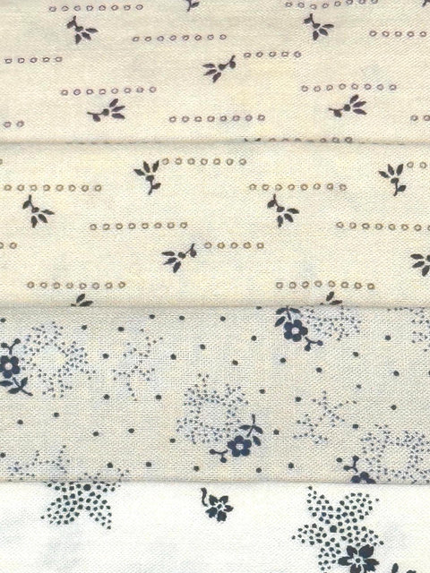 OOP Civil War Shirtings Reproduction Fabric 6 Inch Strips by 21/22 Blue Beige 8 Piece Bundle G38