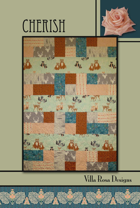 Villa Rosa Designs Cherish Fat Quarter Friendly Baby Quilt Pattern Card 41 x 57