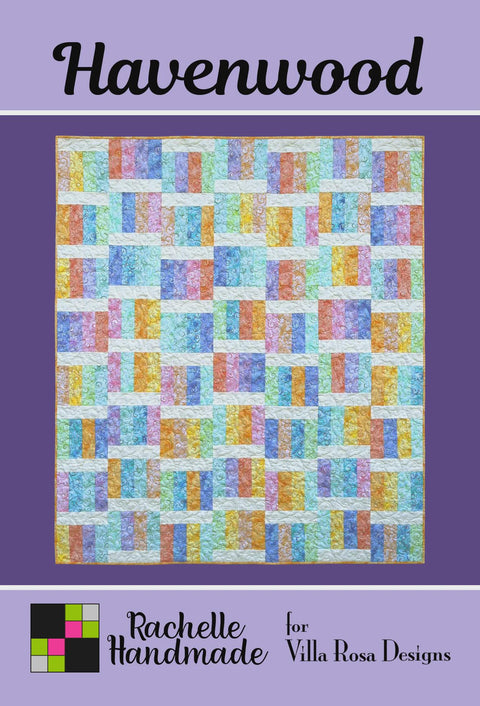 Villa Rosa Designs Rachelle Handmade Havenwood Jelly Roll Quilt Pattern Card 56 x 64