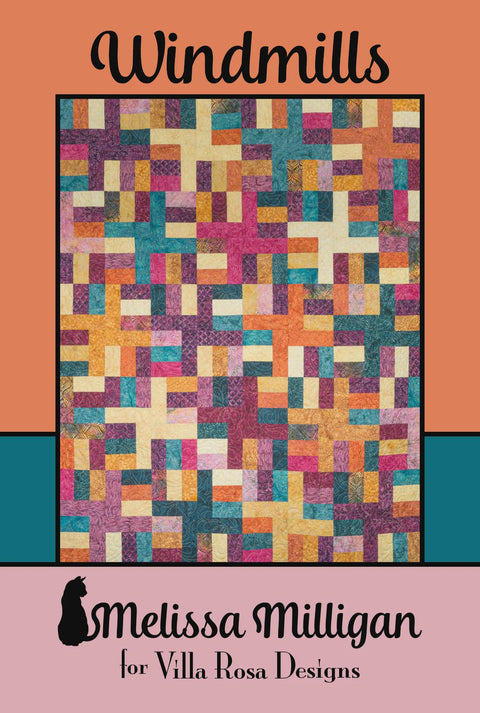 Villa Rosa Designs Windmills Jelly Roll Quilt Pattern Card 48 x 60
