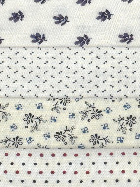 OOP Civil War Shirtings Reproduction Fabric 6 Inch Strips by 21/22 Blue Beige 8 Piece Bundle G43