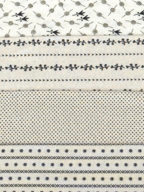 OOP Civil War Shirtings Reproduction Fabric 6 Inch Strips by 21/22 Beige Brown 8 Piece Bundle G47