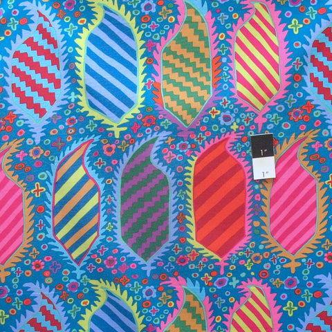 OOP Rowan Kaffe Fassett Striped Heraldic Turquoise Blue Pink Cotton Fat Quarter PWGP153