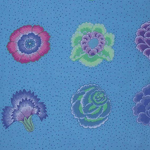 OOP Rowan Kaffe Fassett Spring Corsage Flowers Blue Floral Cotton Fabric 31 Inch PRECUT PWGP149
