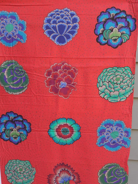 OOP Rowan Kaffe Fassett Spring Corsage Flowers Scarlet Red Purple Dot Cotton 1 Yard 29 Inch Fabric Remnant PWGP149
