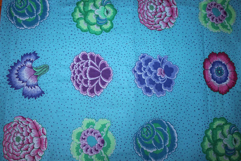 OOP Rowan Kaffe Fassett Spring Corsage Flowers Blue Purple Dot Cotton 1 Yard 33 Inch Fabric Remnant PWGP149