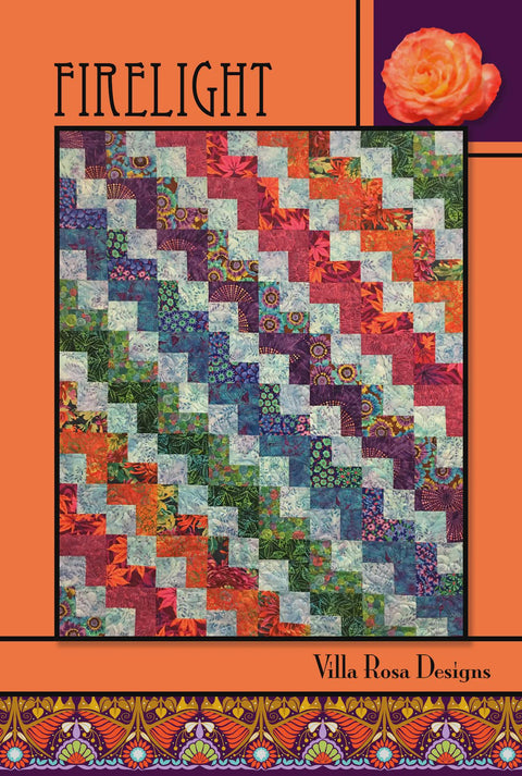 Villa Rosa Designs Firelight Fat Quarter Fat Sixth Friendly Baby Quilt Pattern Card 44 x 55
