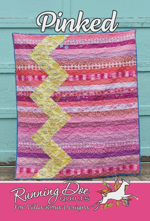 Villa Rosa Designs Running Doe Pinked Jelly Roll Quilt Pattern Card 46 x 56