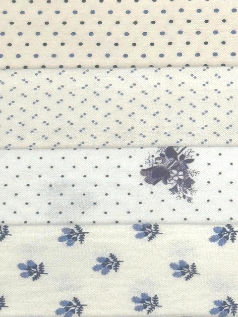 OOP Civil War Shirtings Reproduction Fabric 6 Inch Strips by 21/22 Blue Beige 8 Piece Bundle G43