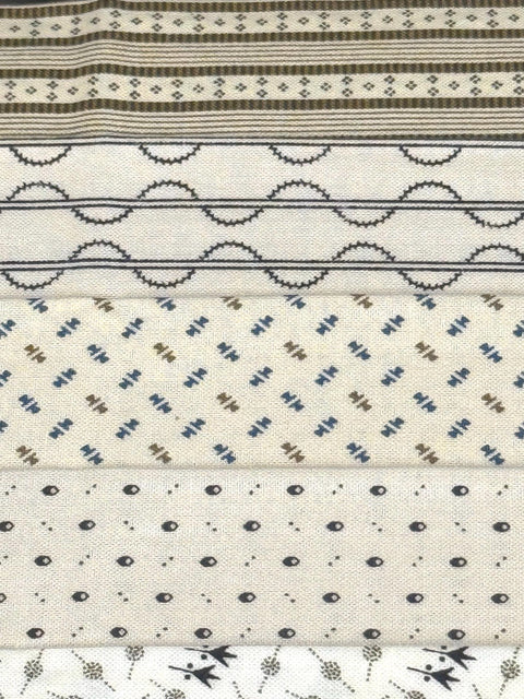 OOP Civil War Shirtings Reproduction Fabric 6 Inch Strips by 21/22 Beige Brown 8 Piece Bundle G47