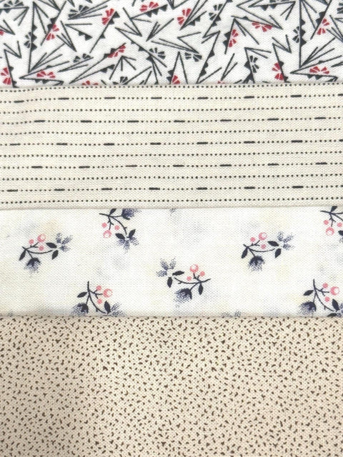 OOP Civil War Shirtings Reproduction Fabric 6 Inch Strips by 21/22 Beige Black 8 Piece Bundle G48