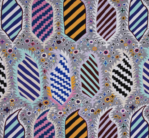OOP Rowan Kaffe Fassett Striped Heraldic Contrast Gray Pink Cotton Fat Quarter PWGP153