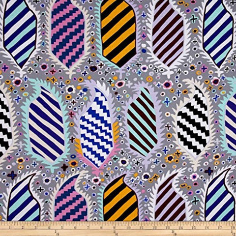 OOP Rowan Kaffe Fassett Striped Heraldic Contrast Gray Pink Cotton Half Yard PWGP153