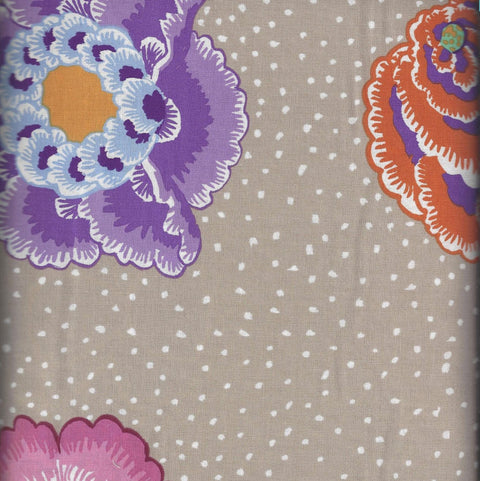 OOP Rowan Kaffe Fassett Spring Corsage Flowers Taupe Floral Cotton Fabric 31 Inch PRECUT PWGP149