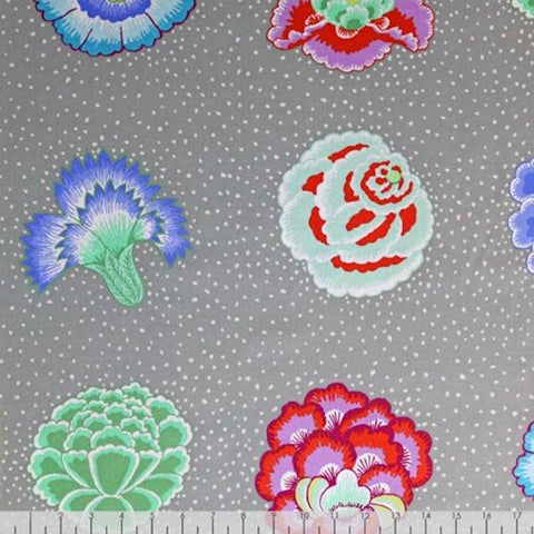 OOP Rowan Kaffe Fassett Spring Corsage Flowers Grey Gray Floral Cotton Fabric 31 Inch PRECUT PWGP149