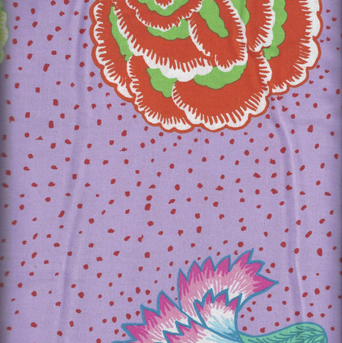 OOP Rowan Kaffe Fassett Spring Corsage Flowers Lavender Purple Red Dot Cotton 2 Yard 26 Inch Fabric Remnant PWGP149