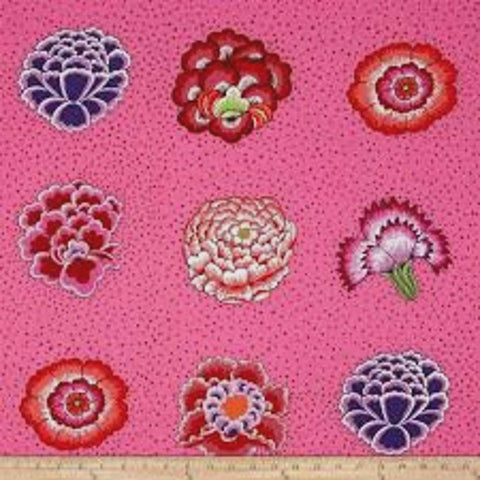 OOP Rowan Kaffe Fassett Spring Corsage Flowers Pink Floral Cotton Fabric 31 Inch PRECUT PWGP149