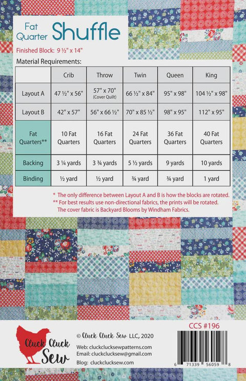 Cluck Cluck Sew Fat Quarter Shuffle Precut Friendly Modern Printed Quilt Pattern 5 Sizes