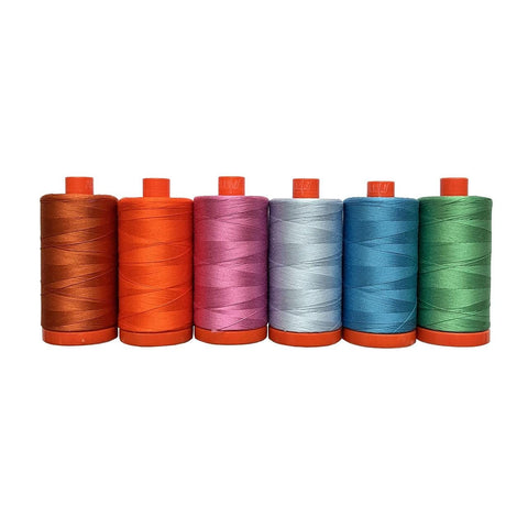 Aurifil Color POP by Carolyn Friedlander Mako Cotton 50 Weight Wt Pink Orange Blue Spool Quilting Thread Set of 6 CF50CP6