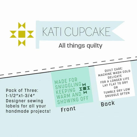 Kati Cupcake Sew In Quilt Labels Made for Snuggling Green Printed Pack of 3 KC255